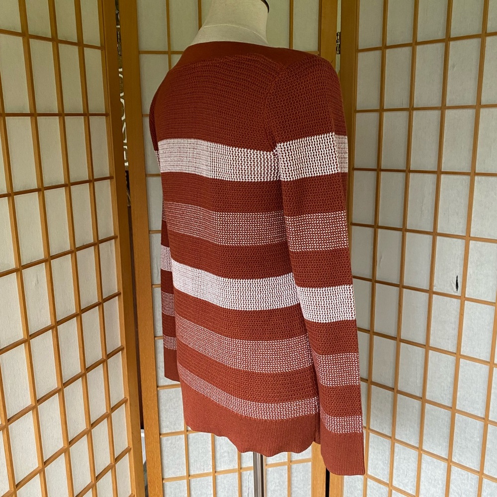 Market & Spruce Striped Weave Rust Sweater SZ M - Picture 7 of 13